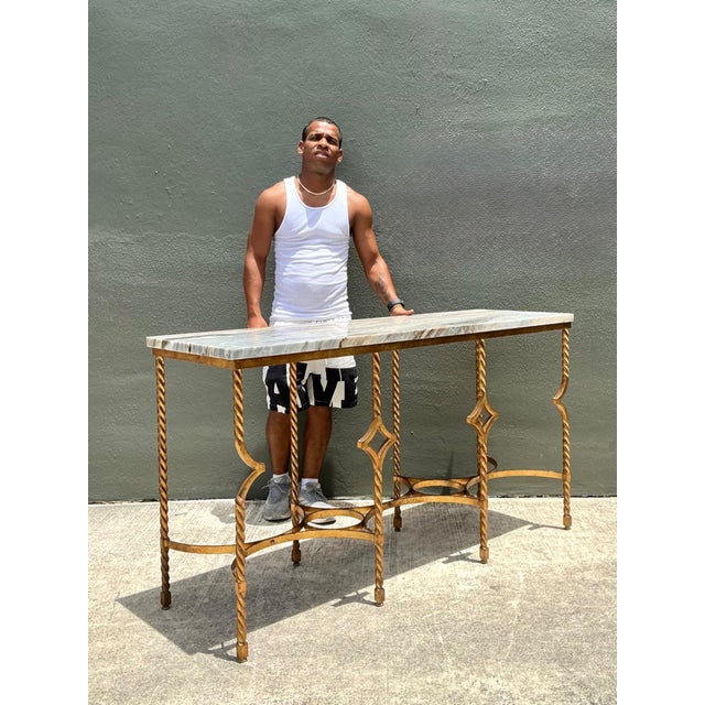 Vintage Twisted Iron and Marble Console Table For Sale - Image 18 of 18