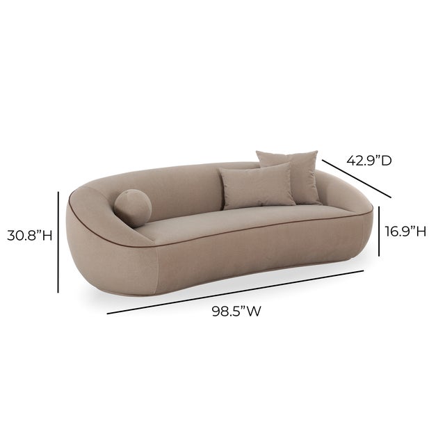 Wood Jenny Taupe Faux Mohair Sofa For Sale - Image 7 of 8