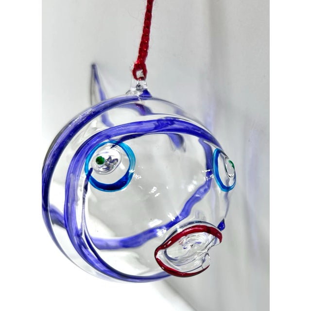 Traditional Vintage Hand Blown Glass Fish Ornament – Coastal Christmas Decor For Sale - Image 3 of 5