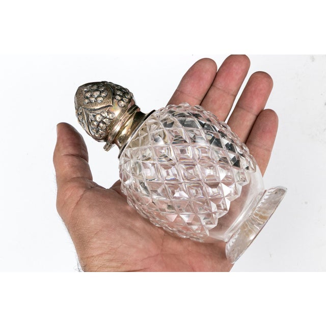 Metal Victorian John Grinsell and Sons Sterling Silver Mounted Crystal Scent Bottle For Sale - Image 7 of 7