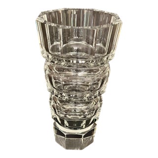 Vintage 1980s Česká Post-Modern 4-Tier Octagonal Cut Crystal Skyscraper Vase For Sale