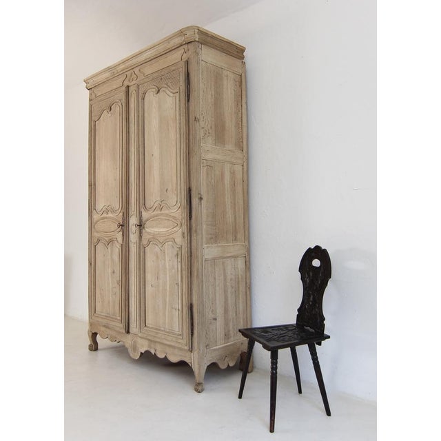19th Century French Provincial Bleached Oak Wardrobe For Sale - Image 3 of 18