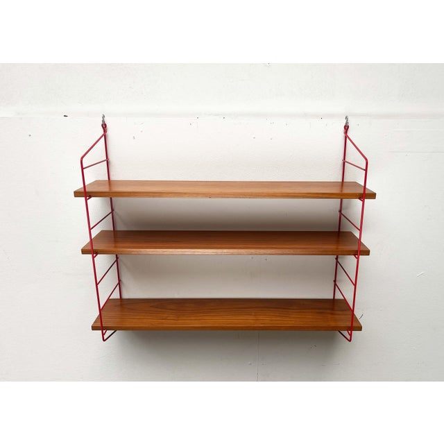 Brown Mid-Century Modern Red String Style Teak Shelf, 1960s For Sale - Image 8 of 18