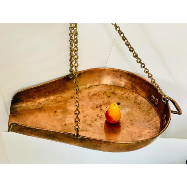 Monumental 1890's Victorian English Shopkeeper's Scale Pan in Copper and Brass For Sale - Image 13 of 13