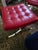 Metal Attributed Knoll Barcelona Chair & Matching Ottoman – Early 1960s Chrome Frame, Custom Red Leather, Laurel Canyon Provenance For Sale - Image 7 of 15