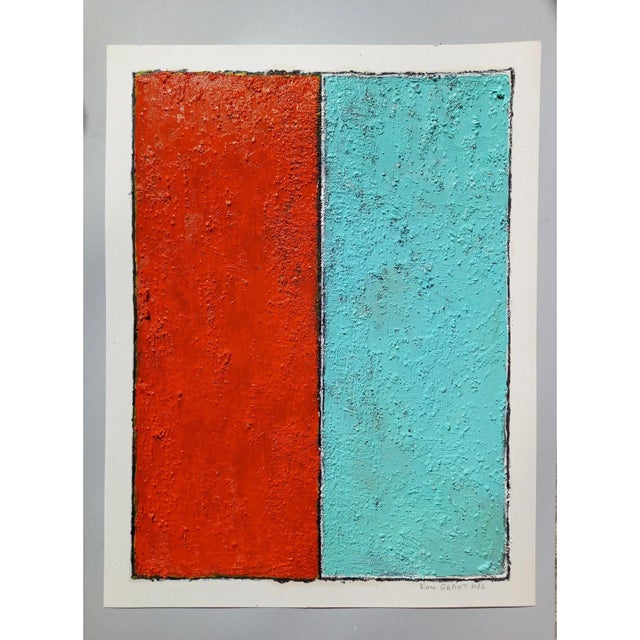 Fashion Inspired 'Blue and Orange' (2) Highly Textured Abstract Oil Painting For Sale - Image 10 of 11