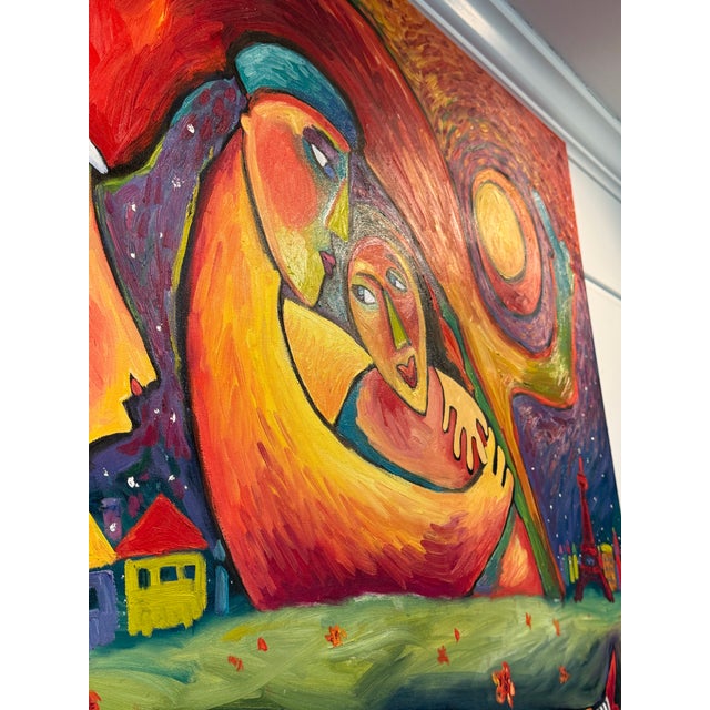 2000s Debbie Tomassi ‘Moon Over Paris’ Original Oil Painting on Stretched Canvas - Signed For Sale - Image 4 of 12