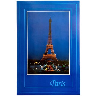 Vintage 1982 " Paris - Eiffel Tower " Lithograph Print Collector's France Travel Poster For Sale