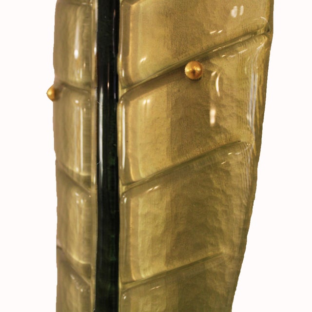 1990s Murano Glass Green Leaf Wall Sconces, Italy, 1990s, Set of 2 For Sale - Image 5 of 9