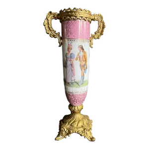 Early 20th Century French Porcelain Faux Vase With Gilt Bronze Handles