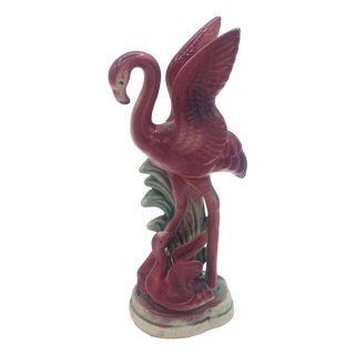 1948 "Souvenir of Miami" Mother & Child Ceramic Pink Flamingo Figurine For Sale