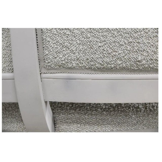 Swedish Gustavian Style Painted and Curved Back Settee With Boucle Fabric For Sale - Image 4 of 5