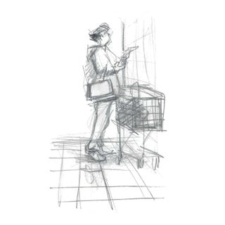 1970s John Reilly Grocery Store Drawing For Sale