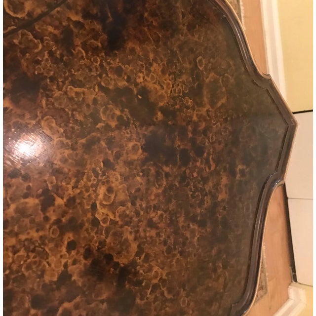1930s Traditional Ebonized and Faux Painted Tortoise Shell Coffee Table For Sale - Image 12 of 13