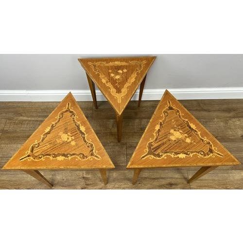 Vintage French Nested Triangle Carved Tables, Set of 3 For Sale - Image 5 of 12