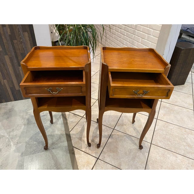 1950s Louis XV Style Bedside Tables with Drawers and Niches, 1950s, Set of 2 For Sale - Image 5 of 18