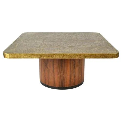 Brutalist Square Etched Brass Coffee attributed to Table Heinz Lilienthal, 1960s For Sale - Image 13 of 13