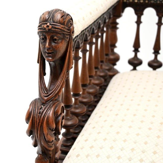 Brown Antique Victorian Carved Walnut Corner Chair, 1860 For Sale - Image 8 of 11