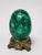 Large & Heavy Sculpted Malachite Egg Specimen Sculpture on Ornate Brass Stand For Sale - Image 9 of 10
