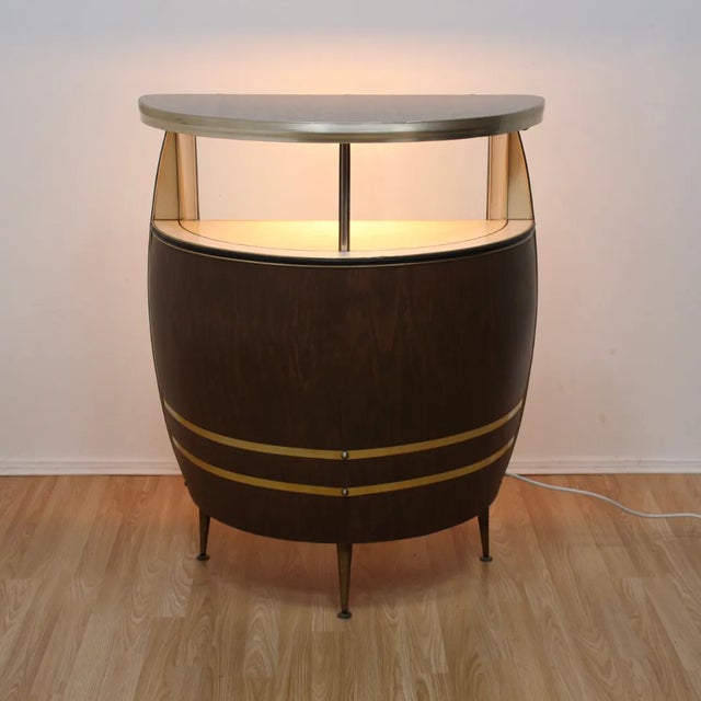 Vintage 1960s Barrel Shaped Dry Bar Liquor Cabinet For Sale - Image 12 of 12