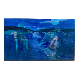 1970s Vintage Oil Painting of Mexican Nighscape by Molly Schiff