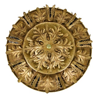 Large Golden Florentine Flower Shape Flush Mount by Banci Firenze, Italy, 1970s For Sale