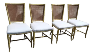 Set of Four Mid Century Modern Faux Bamboo Side Chairs