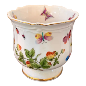 Mid 20th Century Ardalt Japan Hand-Painted Porcelain Cachepot Jardinière With Butterflies & Strawberries, Pattern 7083