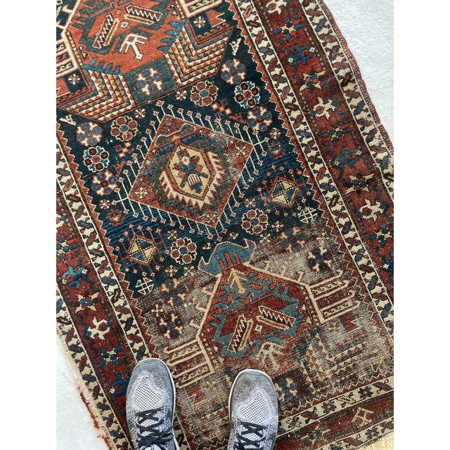 ANCIENT Nomadic Northwest Persian Karaja Runner Rug 3.2 x 13.5 For Sale - Image 9 of 13