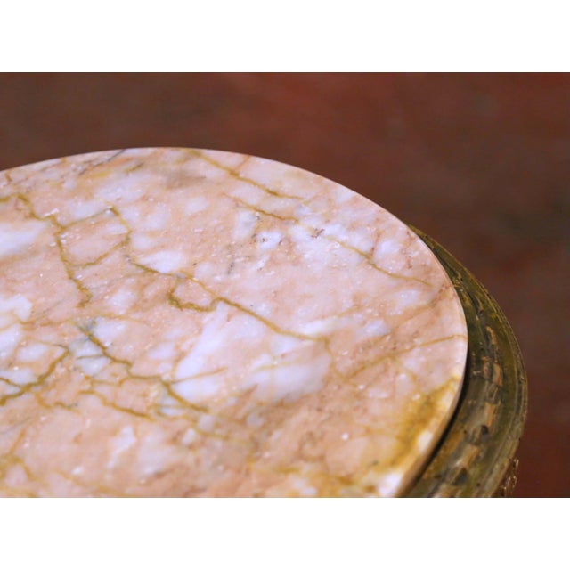 Wood 19th C. French Louis XV Gilt Guéridon Side Table With Marble Top and Cane Shelf For Sale - Image 7 of 8