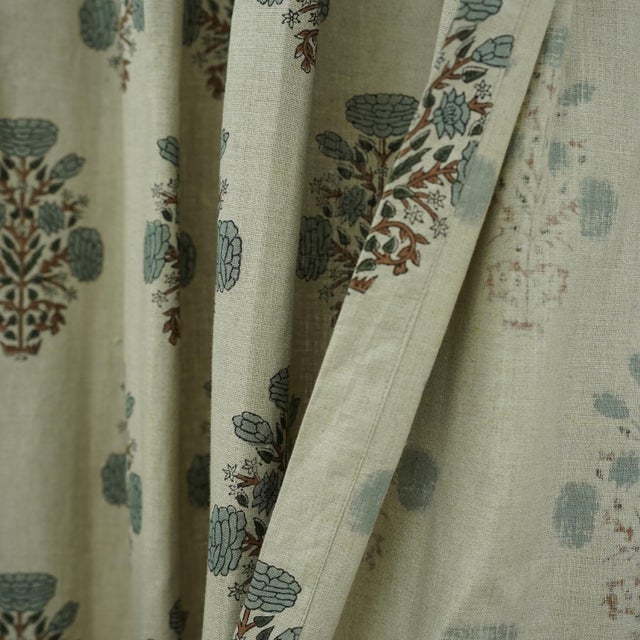 Artisan Handcrafted Swadesh Block Print Triple Pleated Curtain Size--27"x24" For Sale - Image 6 of 7