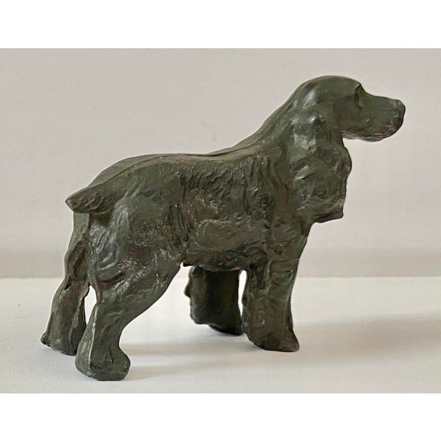 Handsome Vintage Cast Bronze or Pewter Cocker Spaniel Dog Sculpture Desk Art Paperweight Vintage metal miniature cocker...