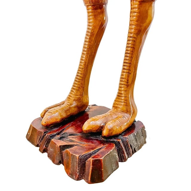 Brown Large Scale 1970s Wicker & Bamboo Standing Ostrich Box For Sale - Image 8 of 13