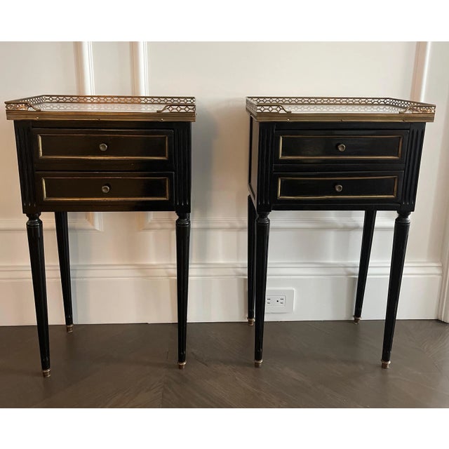 Ebony Early 19th Century Neoclassical Nightstand, Pair For Sale - Image 8 of 9