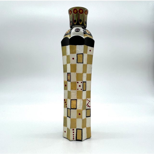 Glass Contemporary Mackenzie Childs Style Black and White Glass Bottle Vase For Sale - Image 7 of 11