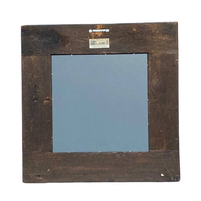 Farmhouse Vintage Barn Wood Mirror Dark Stain Real Wood For Sale - Image 3 of 5