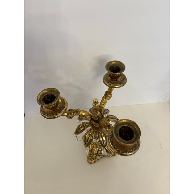 1950s French Rococo Revivial Style 3-Arm Candelabras-a Pair For Sale - Image 4 of 5