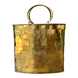 Vintage Brass Woven Bag For Sale