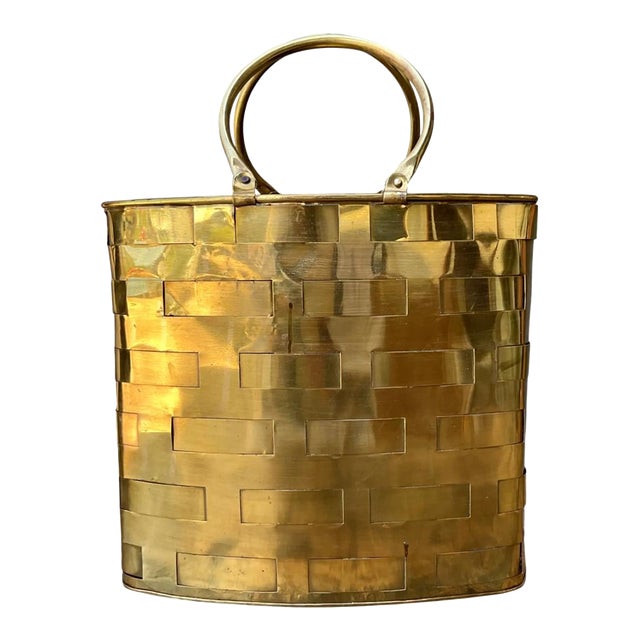 Vintage Brass Woven Bag For Sale