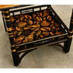 Early 20th Century Vintage Painted Square Low Table with Shell Découpage For Sale - Image 5 of 11