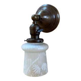 1920s Tropical Sunset Acid Etched Wall Sconce For Sale