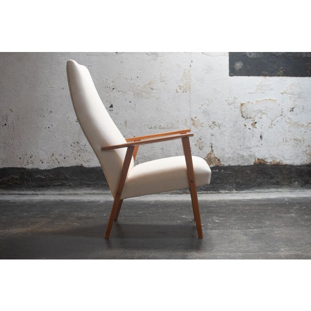 1950s Scandinavian Modern Tall Back Easy Chair- Com Ready For Sale - Image 5 of 6