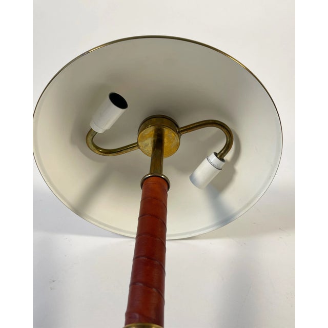 Metal Swedish Modern Brass and Leather Desk Lamp by Harald Notini for Böhlmarks, 1950s For Sale - Image 7 of 10