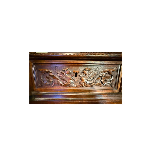 **Rare Antique Masterpiece**Renaissance Revival Sideboard in Solid Walnut*Carved Lions and Griffins** For Sale In Denver - Image 6 of 12
