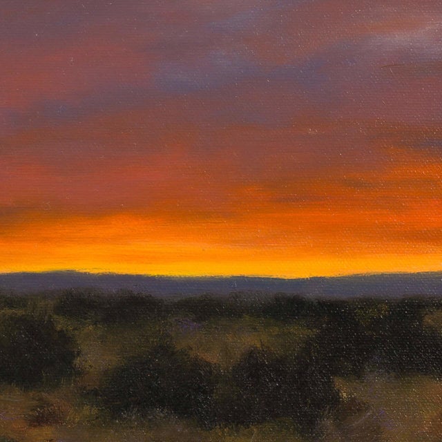 Colorful Evening by Stephen Day | Oil on canvas mounted to gator foam depicting a sunset landscape. For Sale - Image 4 of 5