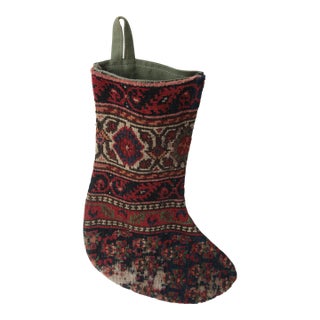 Ethnic Textile Christmas Stocking – Repurposed Antique Persian Sene Rug For Sale