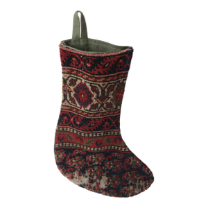 Ethnic Textile Christmas Stocking – Repurposed Antique Persian Sene Rug