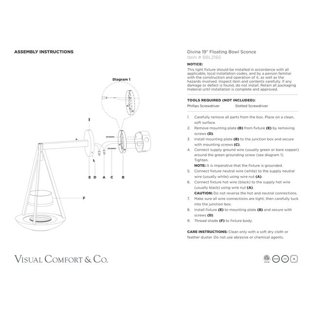 Visual Comfort Barbara Barry for Visual Comfort Signature Divina 19" Floating Bowl Sconce in Polished Nickel with Alabaster For Sale - Image 4 of 12