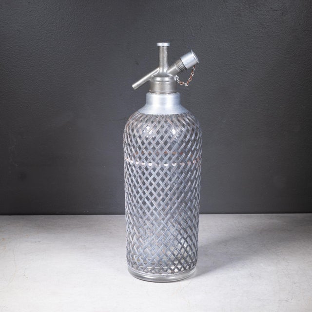 Art Deco Sparklets London Wire Mesh Seltzer Bottles c.1930 For Sale - Image 4 of 10