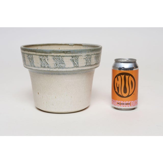 Ceramic Vintage Green, Blue, and Beige Sgraffito Ceramic Planter by Deanna Nichols For Sale - Image 7 of 12
